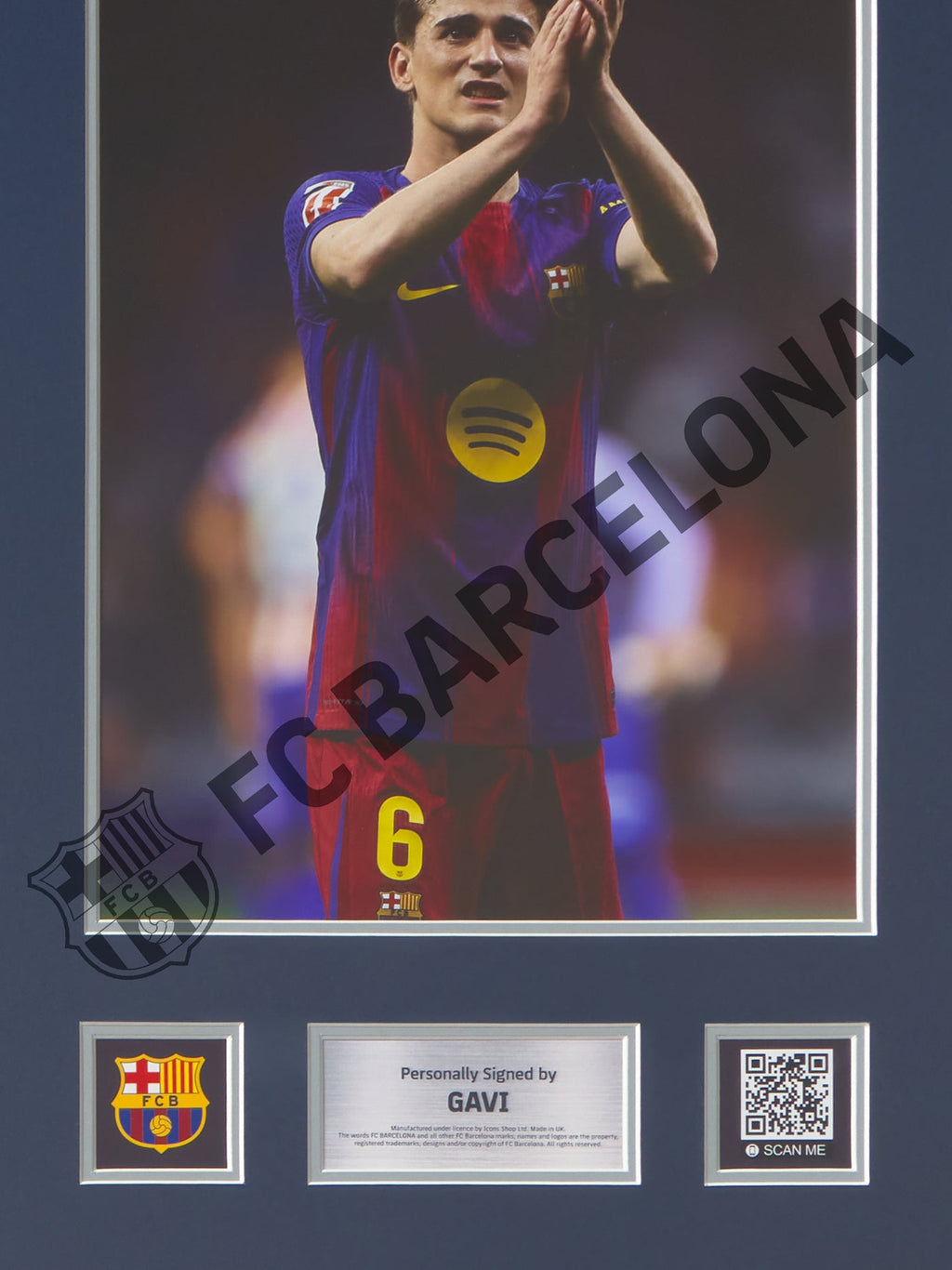 Marco Camiseta Local FC Barcelona 25-26 firmada por Gavi