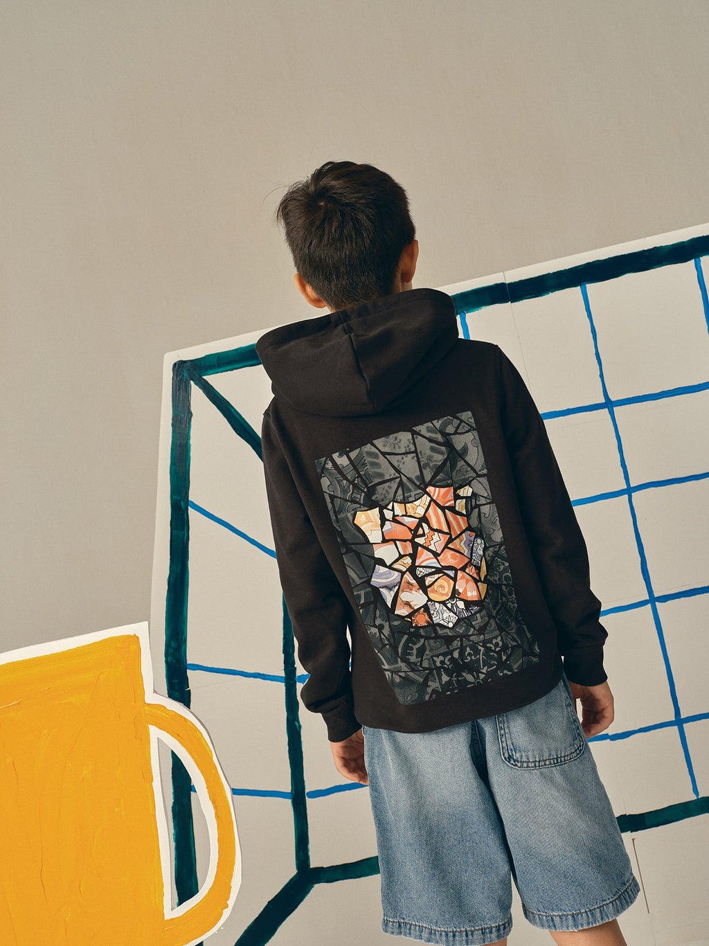 Hoodie black trencadis Barça - Junior