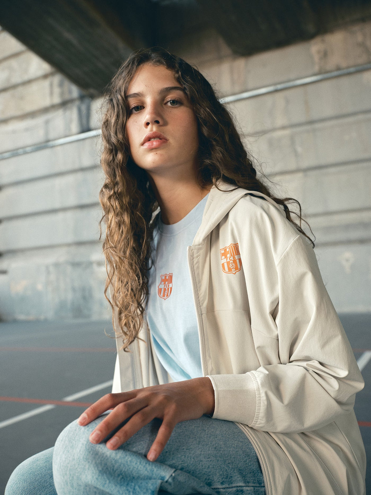 Light Jacket White Barça Essentials - Junior