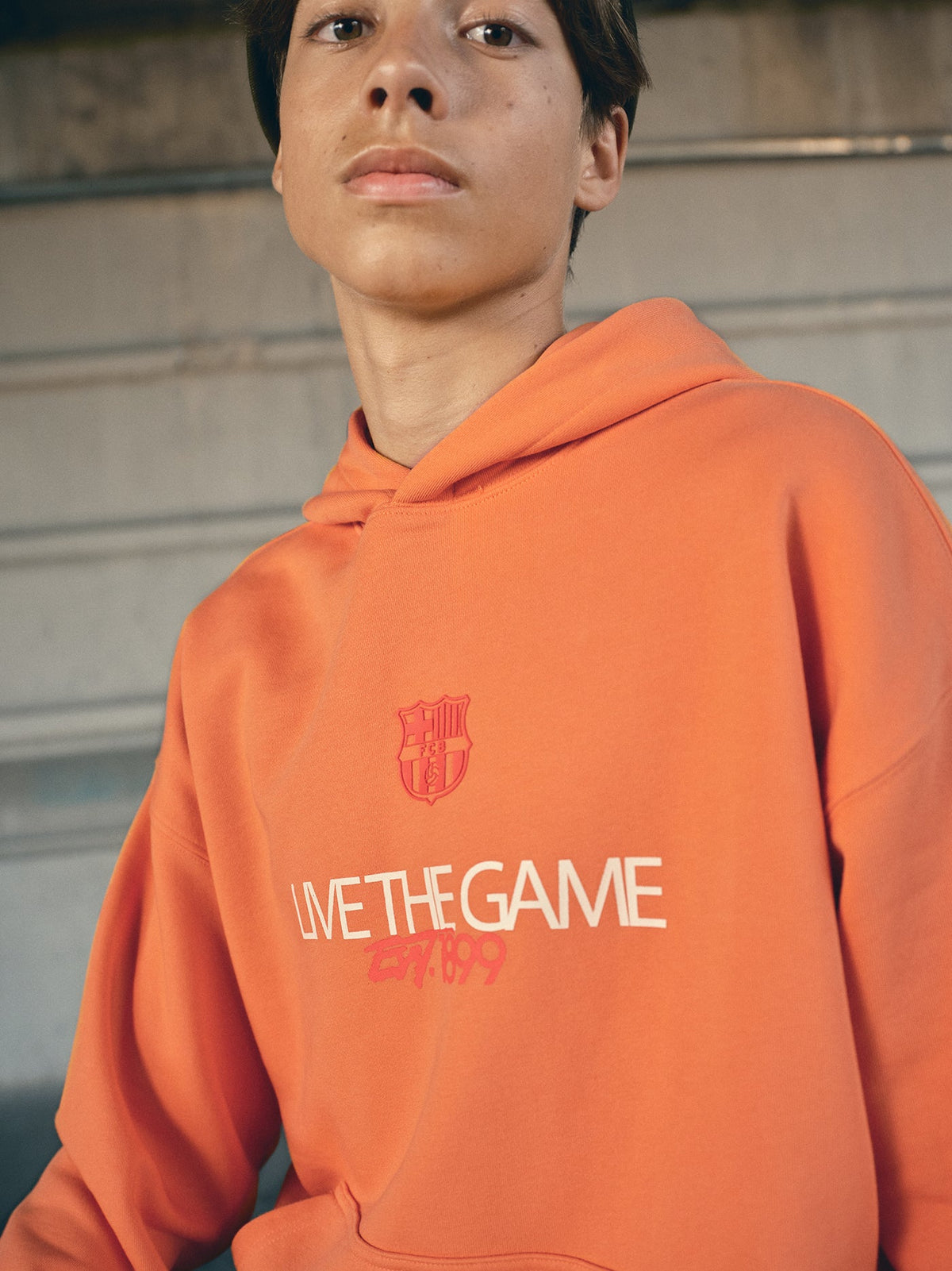 Hoodie Orange Barça Essentials - Junior