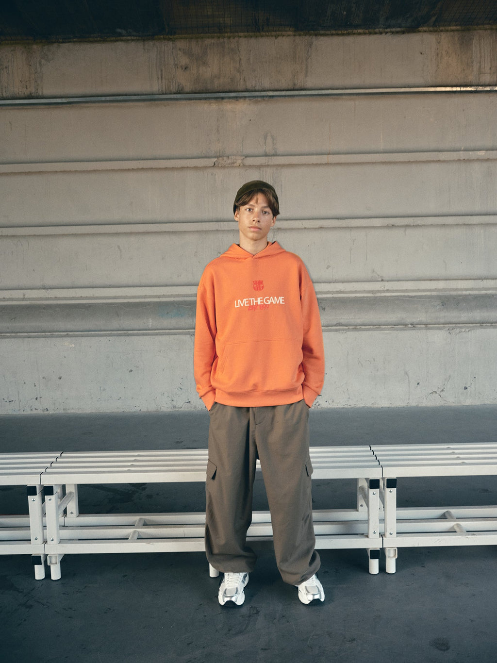 Hoodie Orange Barça Essentials - Junior