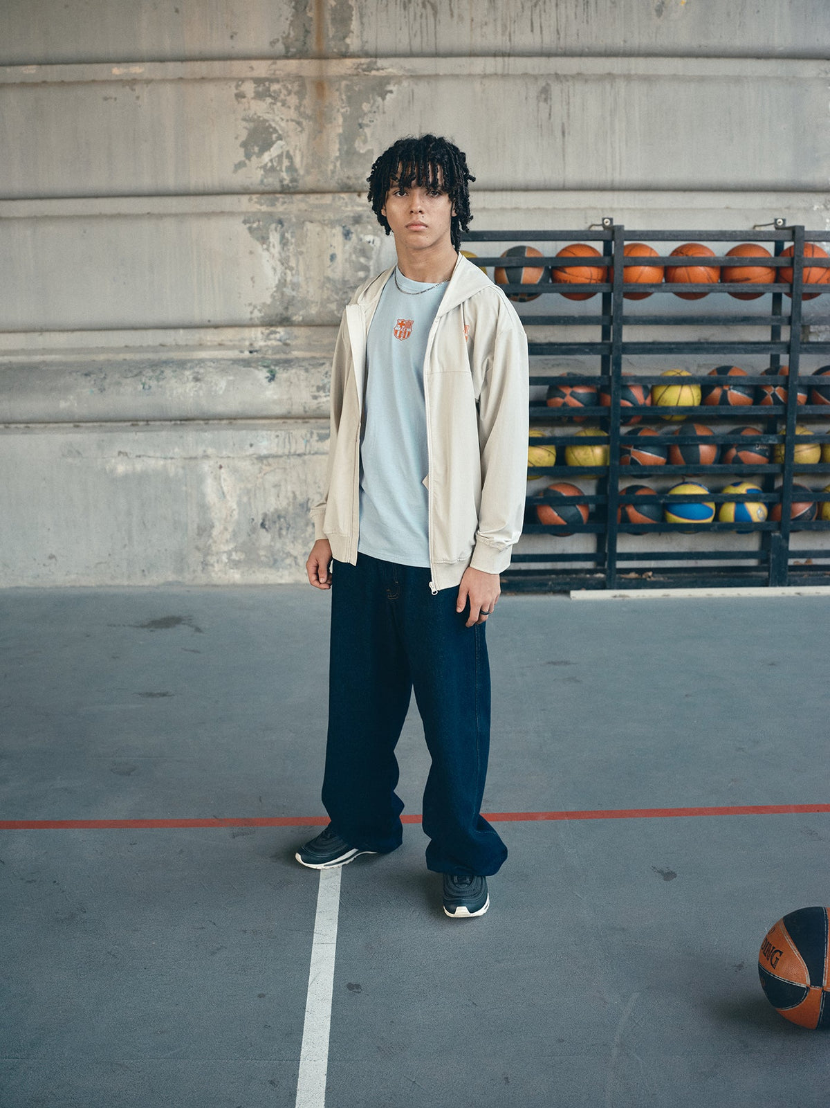 Light Jacket White Barça Essentials - Junior