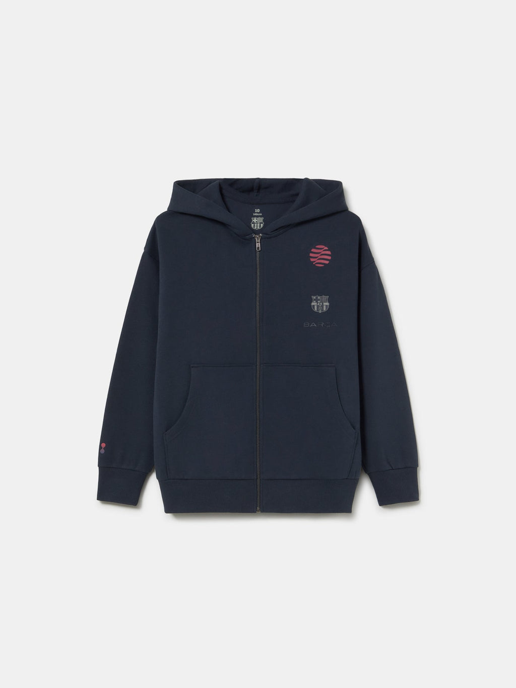 Hoodie Zip Navy Barça Organic Goals - Junior