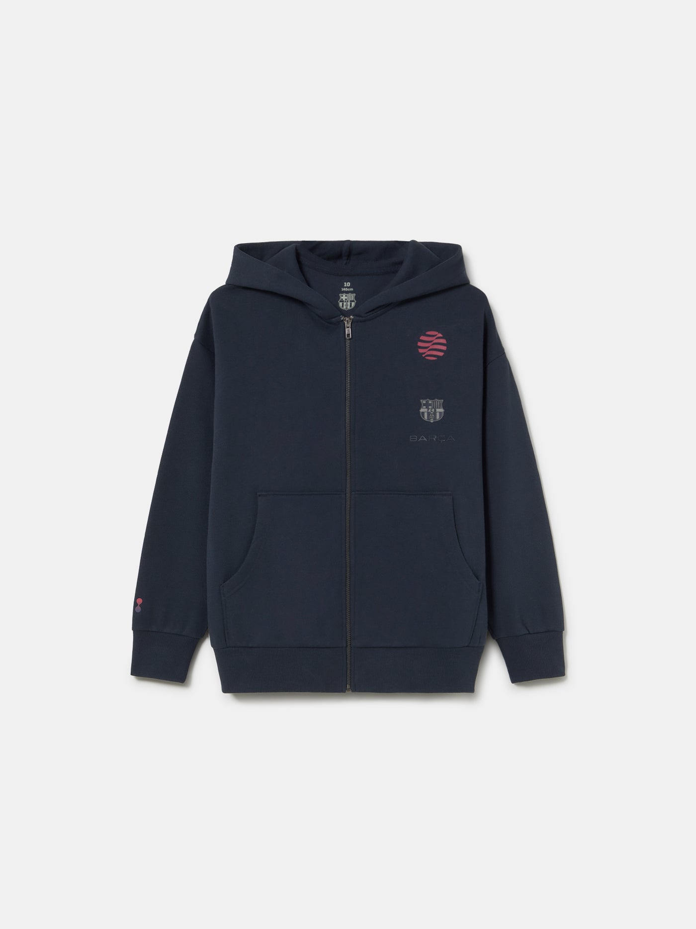 Hoodie Zip Navy Barça Organic Goals - Junior