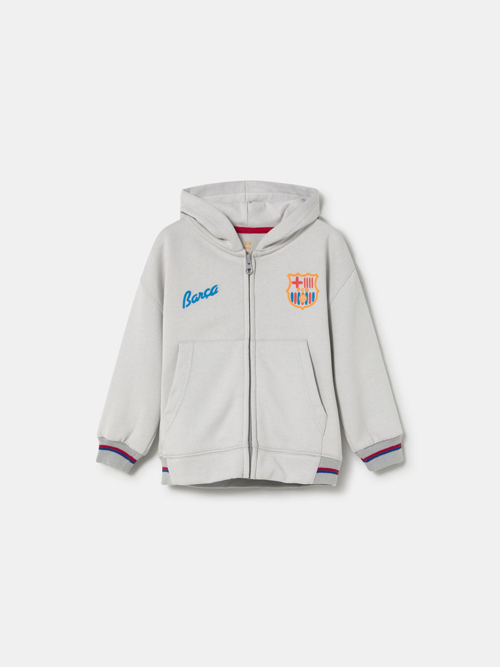 Hoodie Zip Grey Crest Barça - Kids