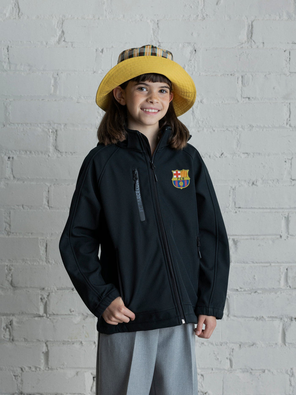 FC Barcelona Hooded black softshell jacket - Junior