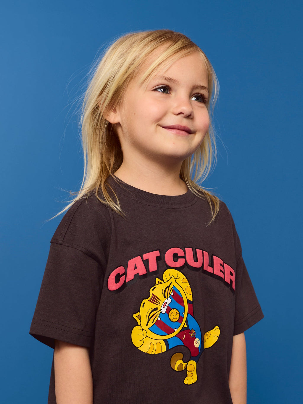 T-shirt Black Little Kids Cat Barça
