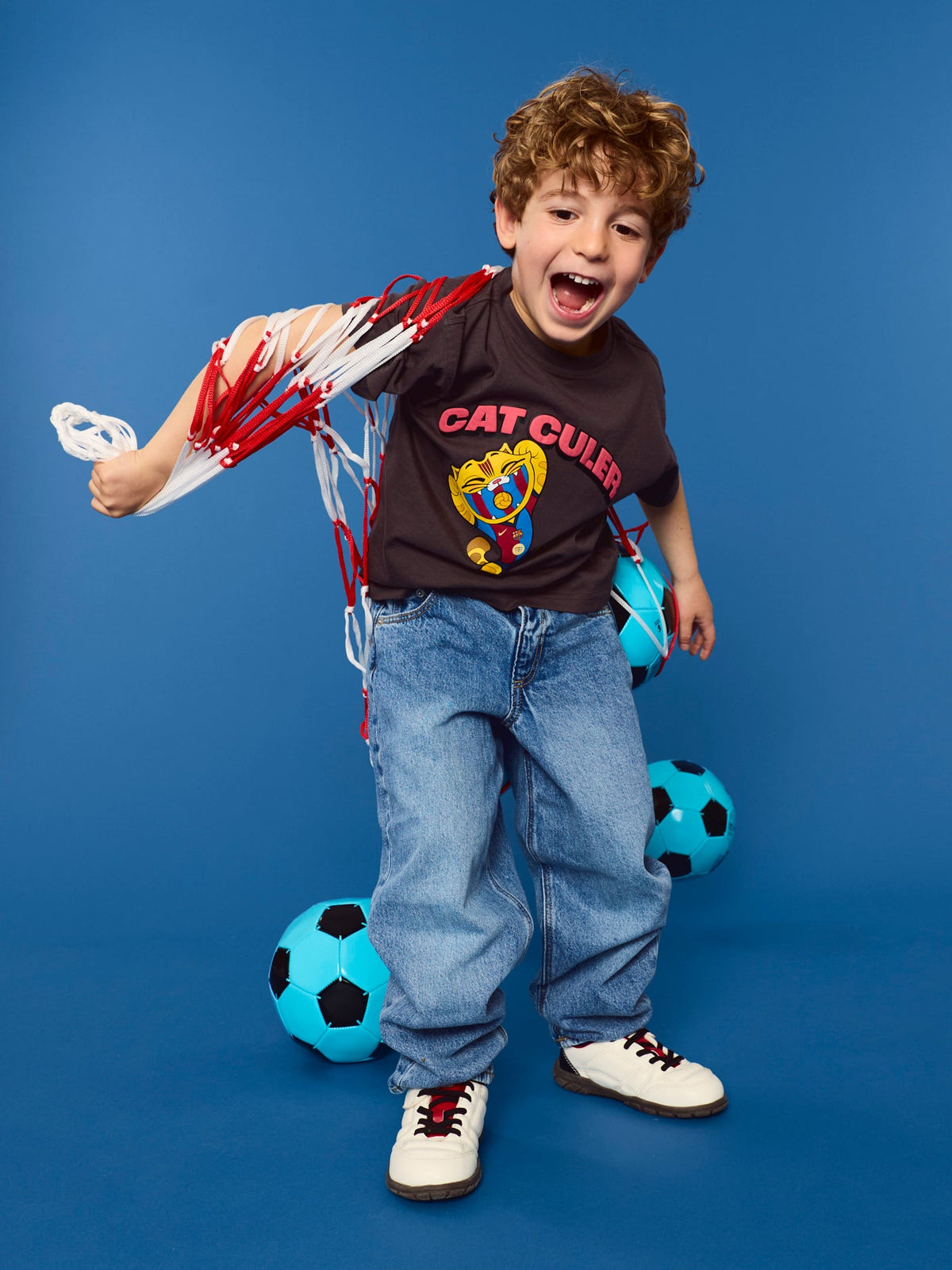 T-shirt Black Little Kids Cat Barça