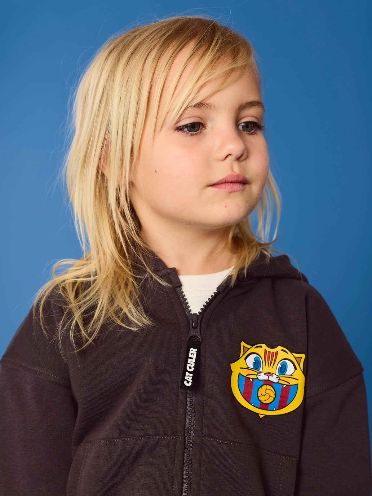 Hoodie Zip Black Little Kids Cat Barça