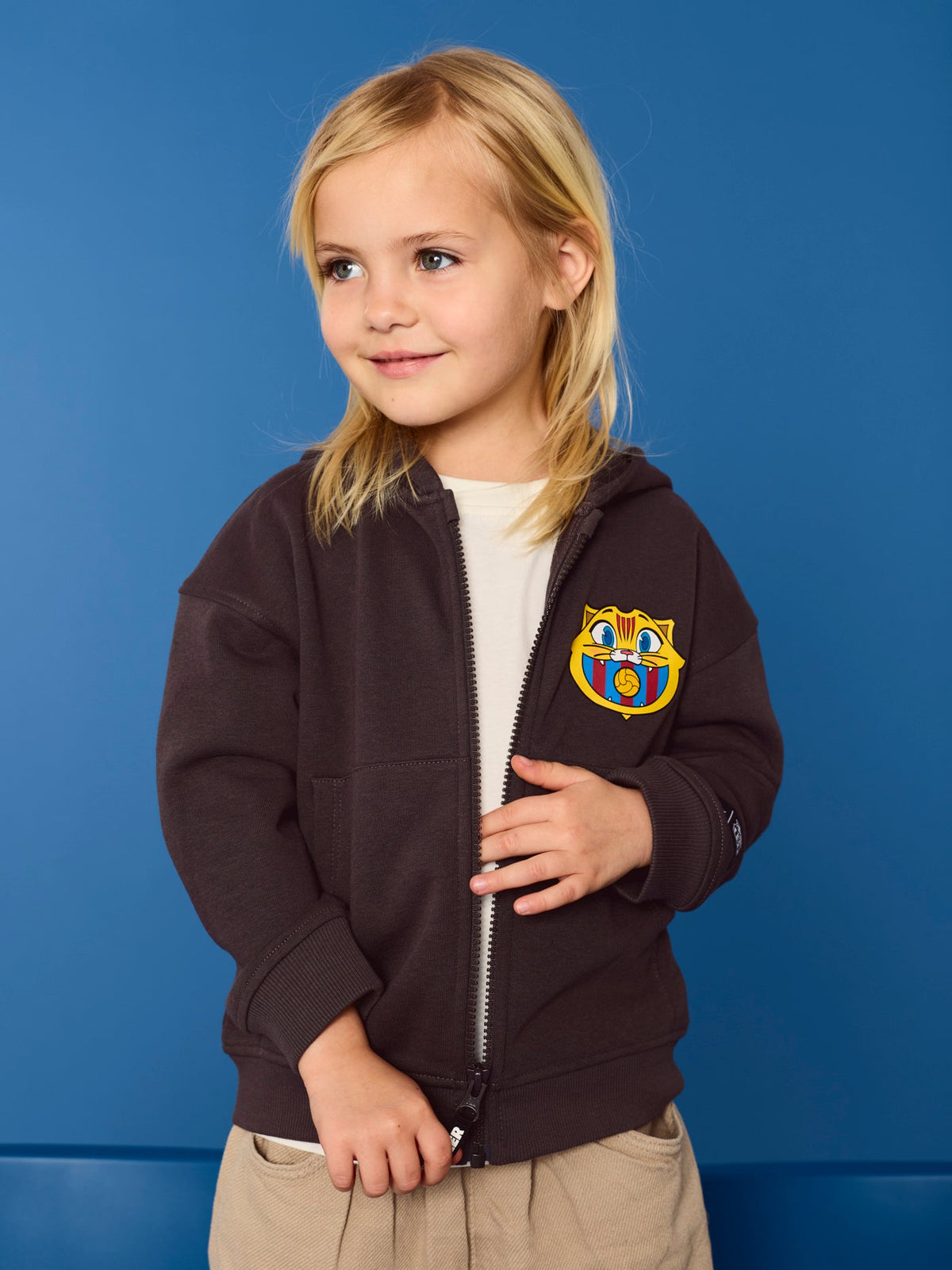 Hoodie Zip Black Little Kids Cat Barça