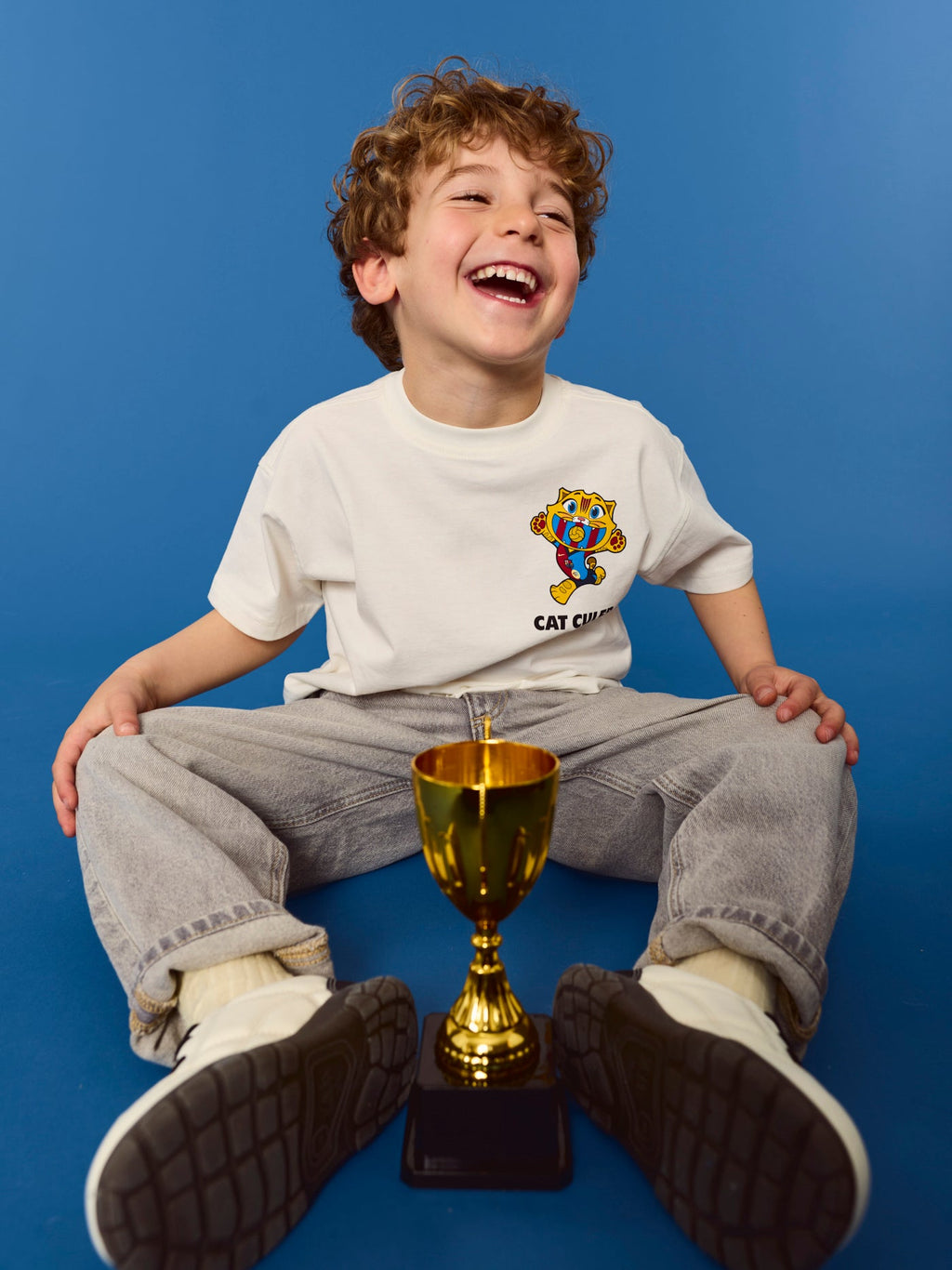 T-shirt Ecru Little Kids Cat Barça
