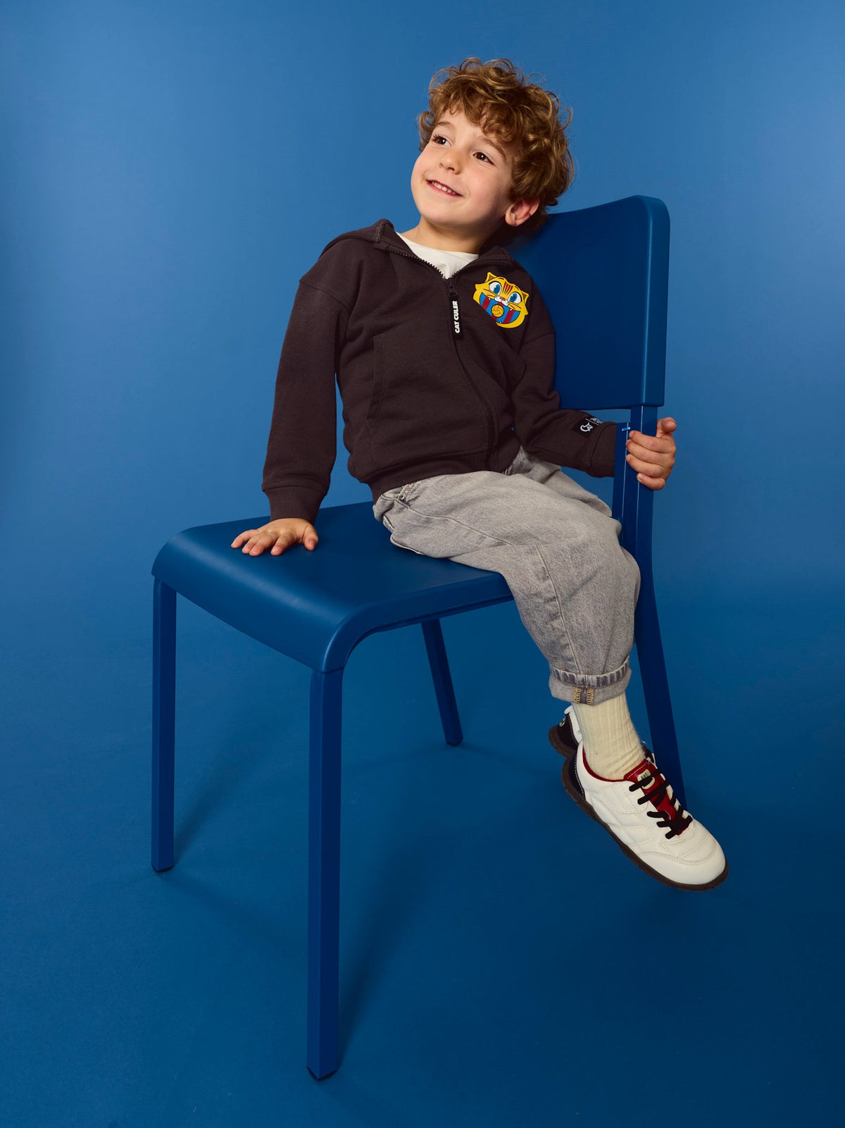 Hoodie Zip Black Little Kids Cat Barça