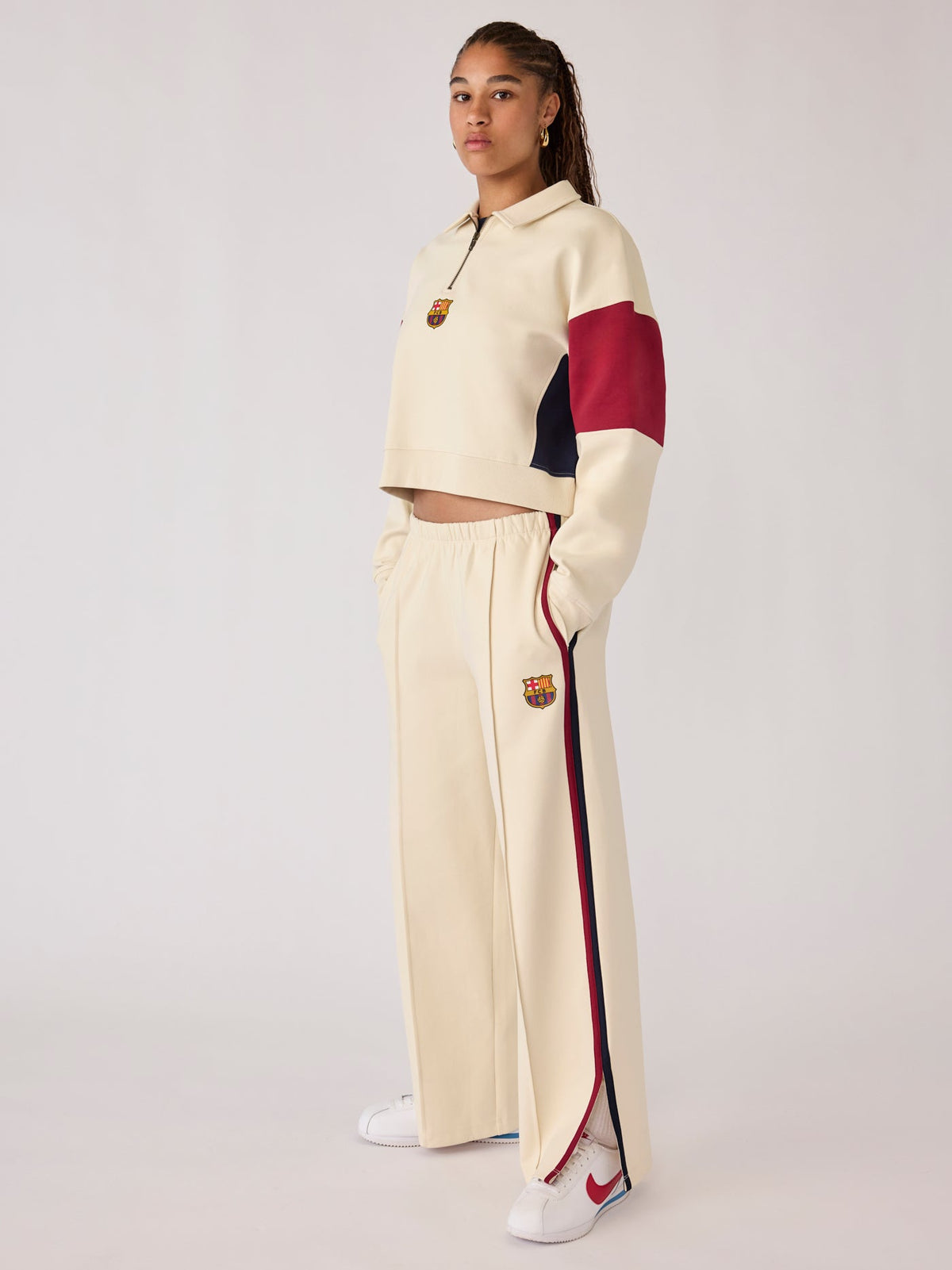 Half Zip Women Ecru Core Barça