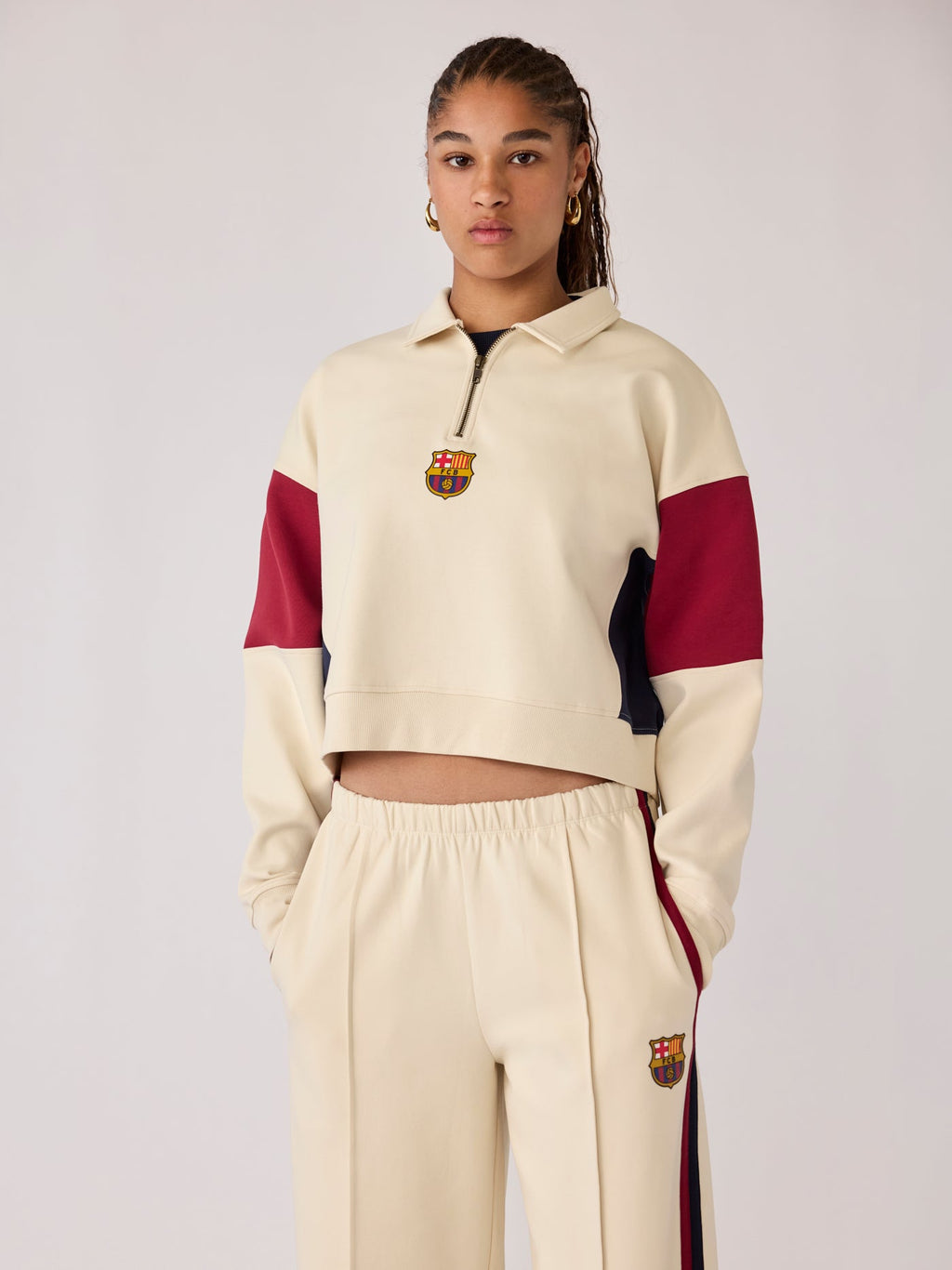 Half Zip Women Ecru Core Barça