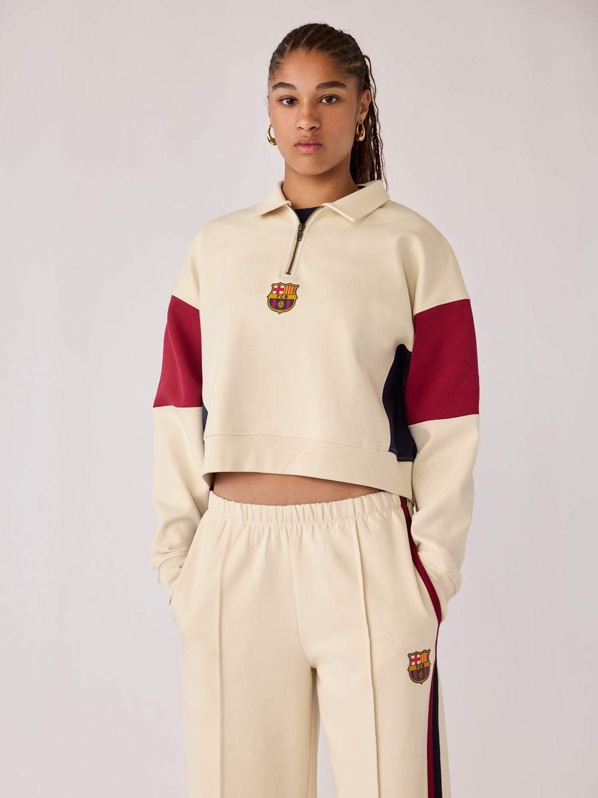 Half Zip Women Ecru Core Barça
