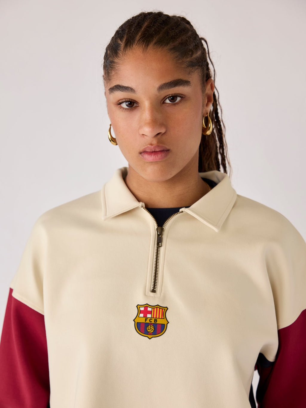 Half Zip Women Ecru Core Barça