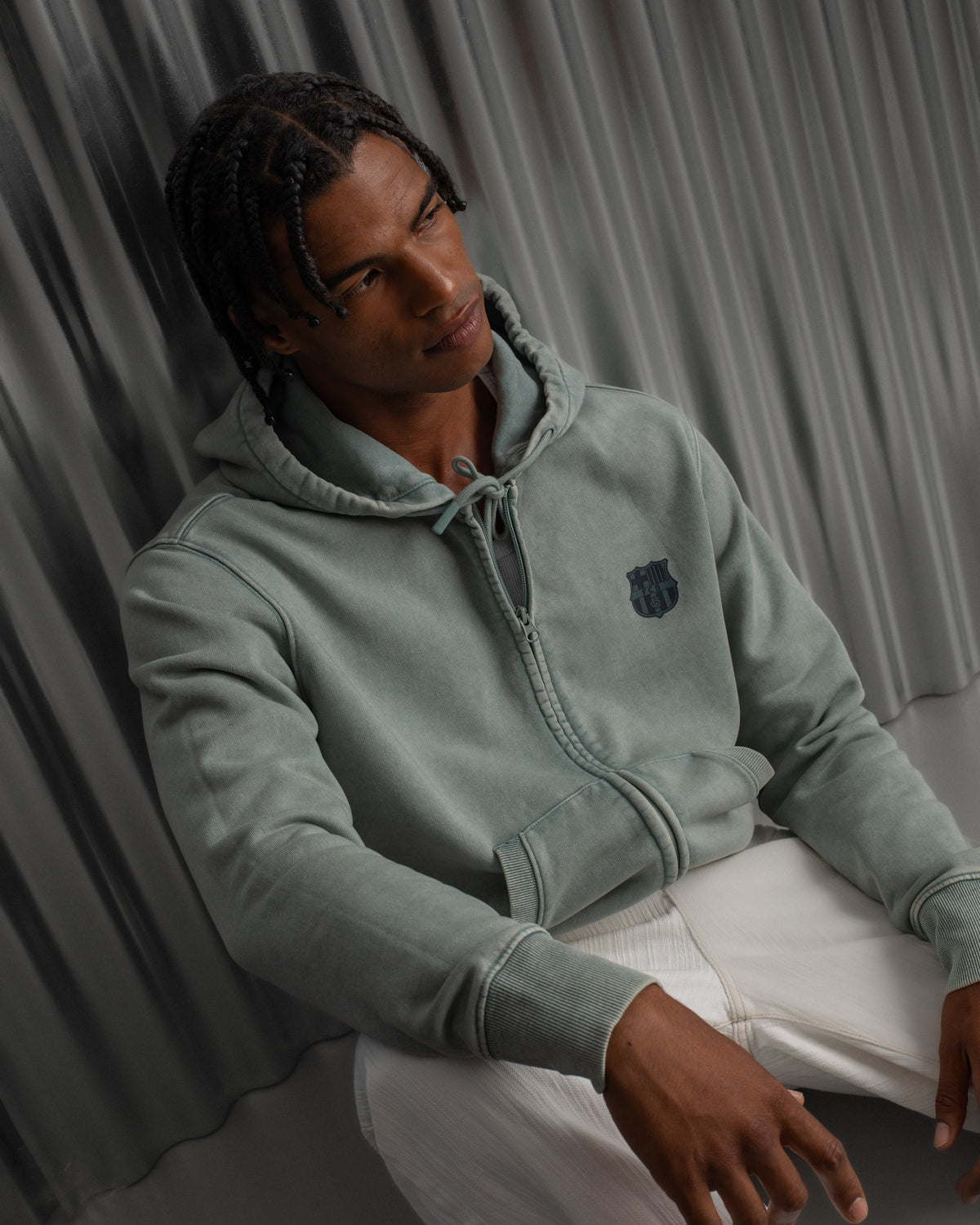 Hoodie Zip Green Barça Essentials