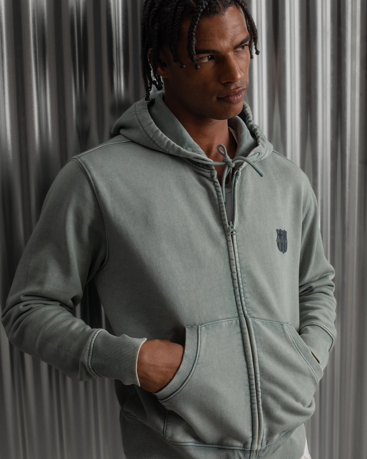 Hoodie Zip Green Barça Essentials