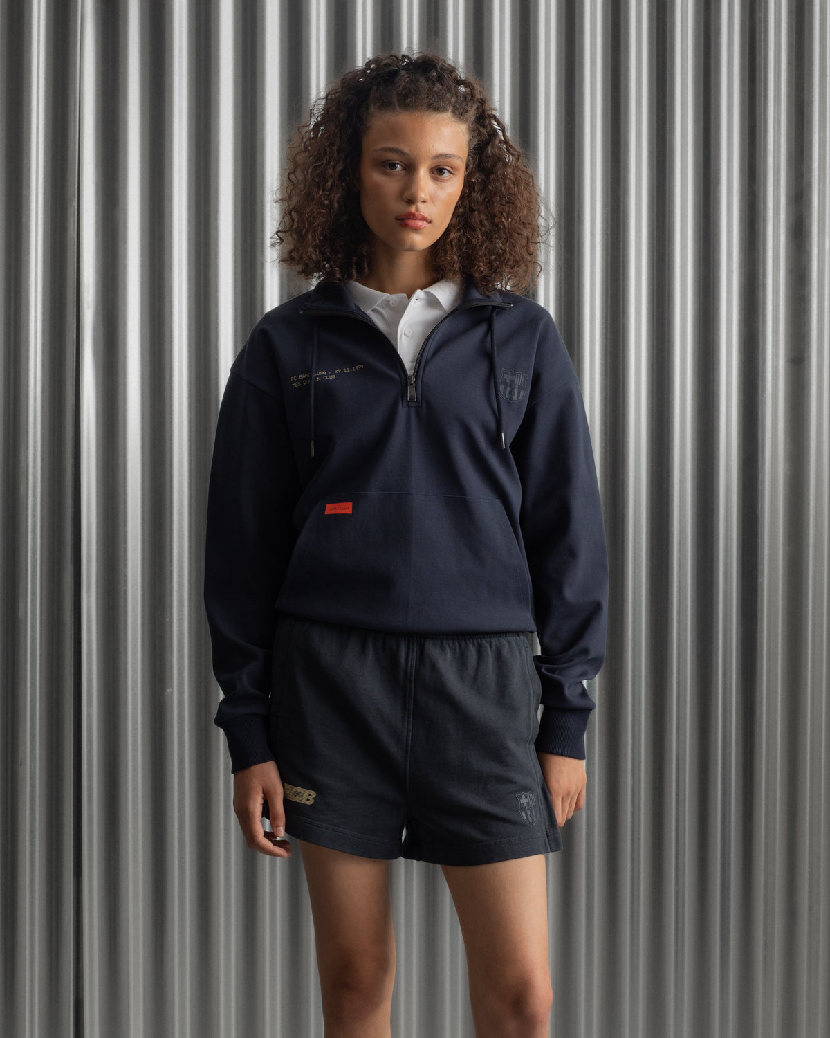 Hoodie Half Zip Navy Barça Essentials - Women