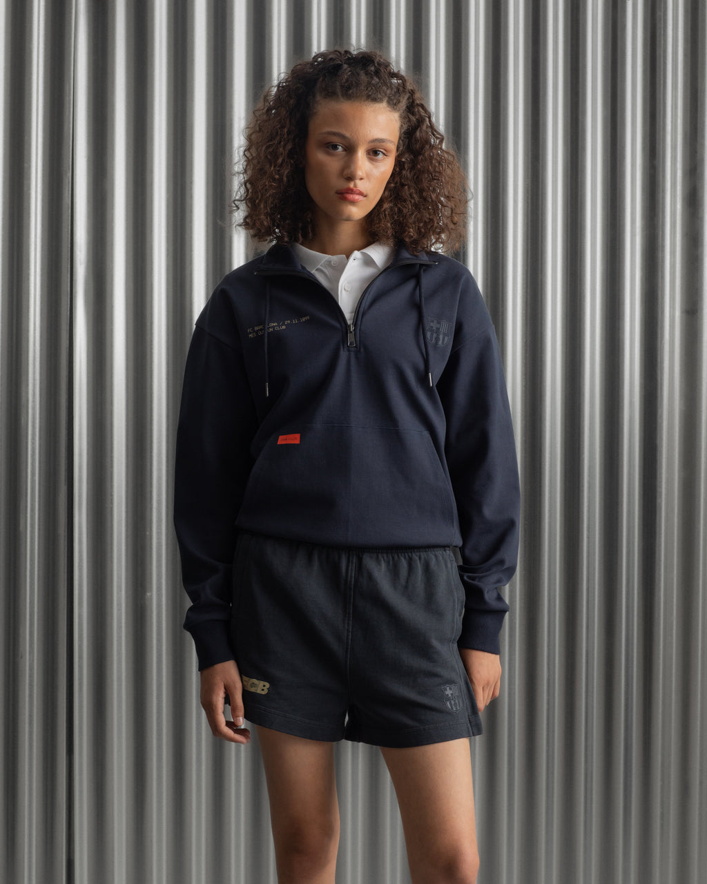 Hoodie Half Zip Navy Barça Essentials - Women
