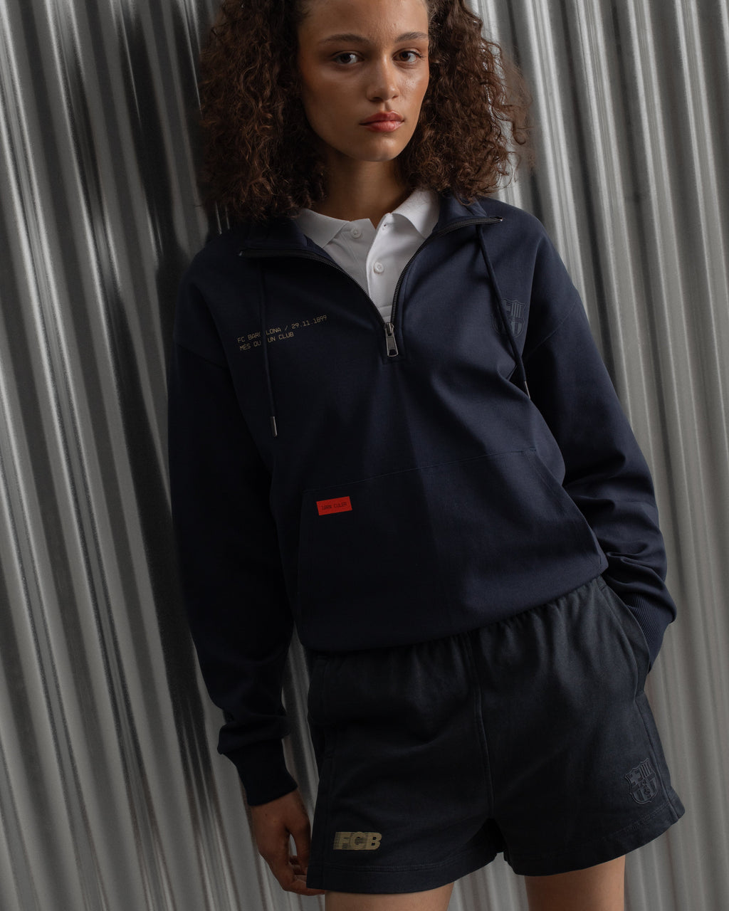Hoodie Half Zip Navy Barça Essentials - Women