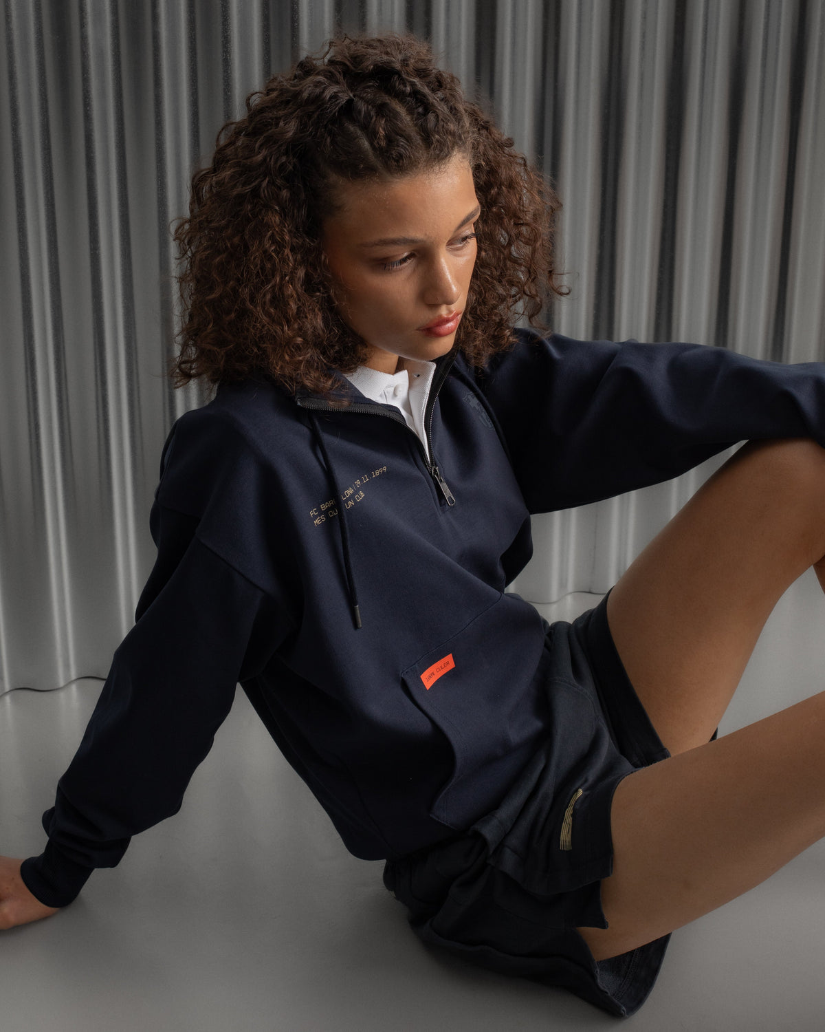 Hoodie Half Zip Navy Barça Essentials - Women