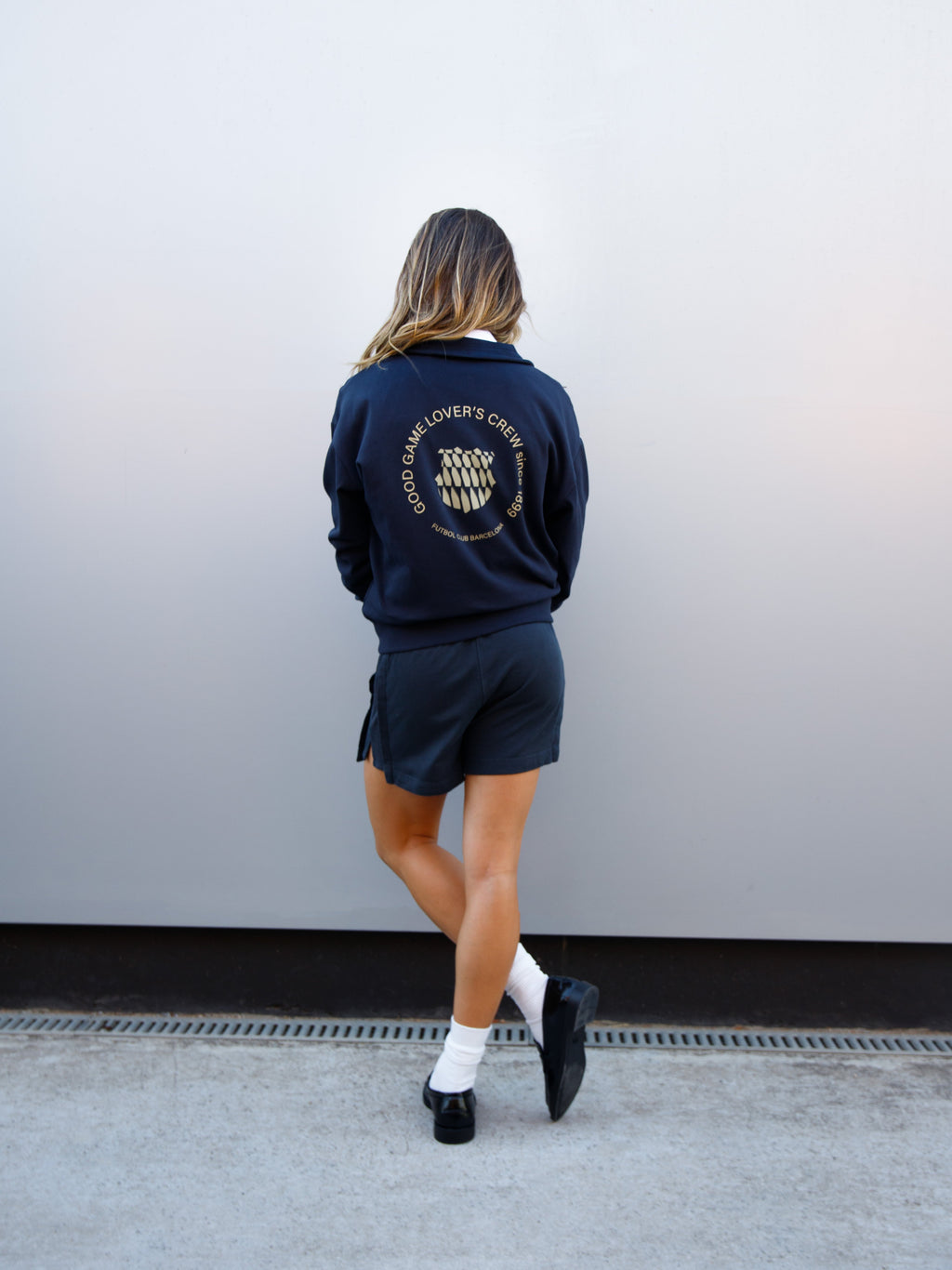 Hoodie Half Zip Navy Barça Essentials - Women