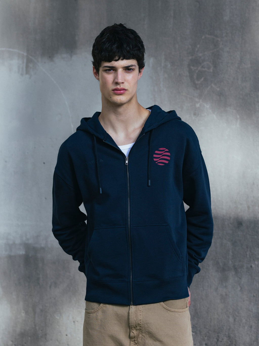 Hoodie Zip Navy Barça Organic Goals