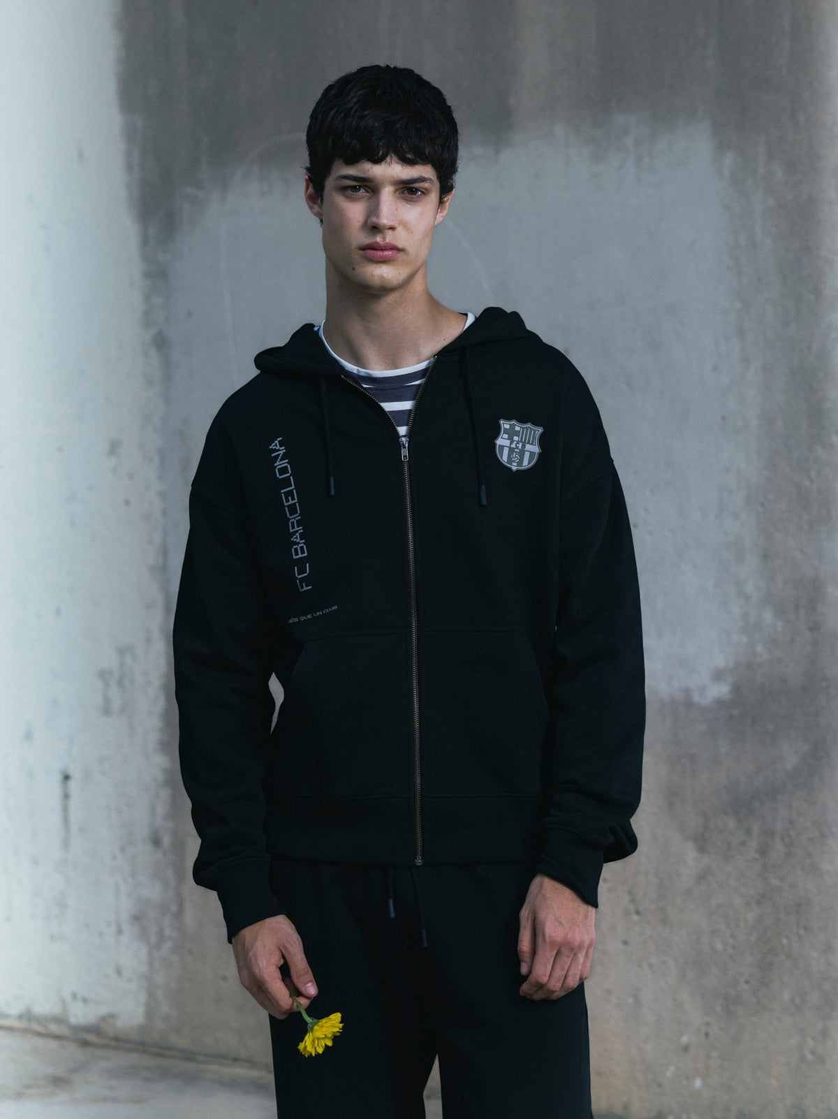 Hoodie Zip Black Organic Goals